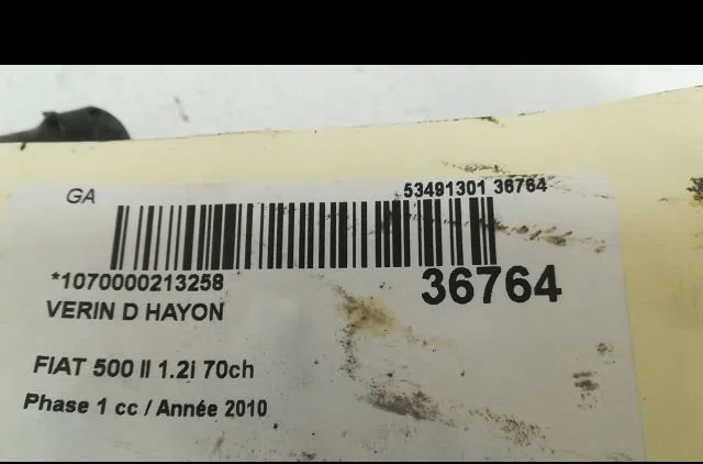 Verin droit hayon Fiat 500 (312_) 1.3 d multijet (312axb1a) (2007) 3 portes occasion