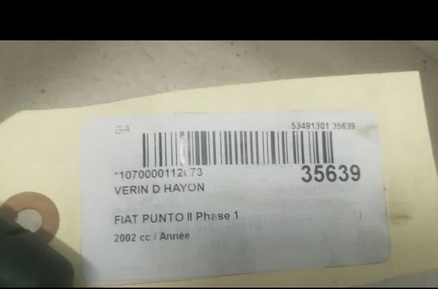 Verin droit hayon Fiat PUNTO (188_) 1.2 60 (188.030, .050, .130, .150, .230, .250) (1999-2010) occasion