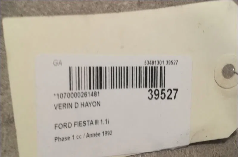 Verin droit hayon Ford FIESTA III (GFJ) 1.8 d (1989-1995) occasion