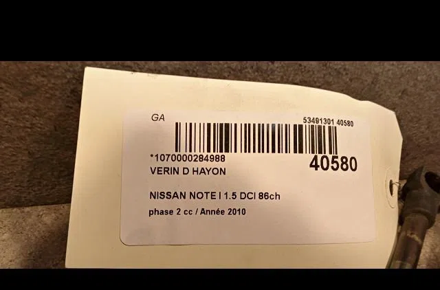 Verin droit hayon Nissan NOTE (E11, NE11) 1.5 dci (2010-2012) occasion