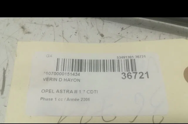 Verin droit hayon Opel ASTRA H GTC (A04) 1.7 cdti (l08) (2005-2010) occasion