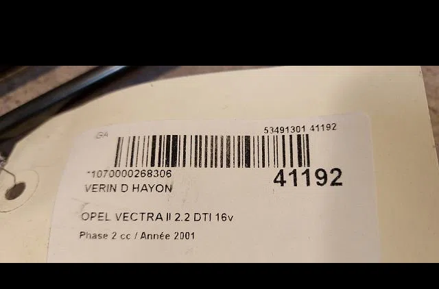 Verin droit hayon Opel VECTRA B 3-5 portes (J96) 2.2 dti 16v (f68) (2000-2002) occasion