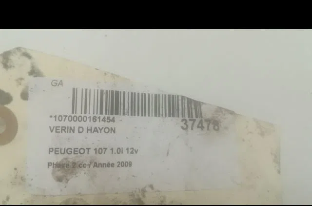 Verin droit hayon Peugeot 107 (PM_, PN_) 1.0 (2005-2014) 3 portes occasion