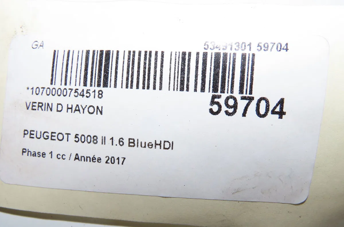 Verin droit hayon Peugeot 5008 II (MC_, MJ_, MR_, M4_) 1.6 bluehdi 120 (2016) occasion