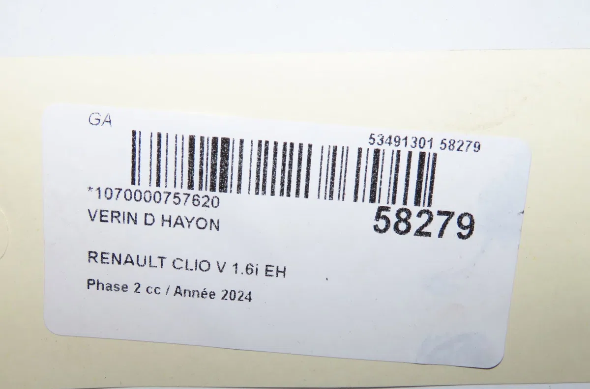 Verin droit hayon Renault CLIO V (B7_) 1.6 e-tech 140 (b7mu) (2020) occasion