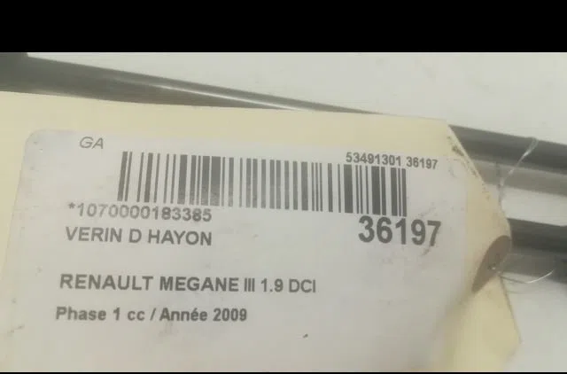 Verin droit hayon Renault MEGANE III 3-5 portes (BZ0-1_, B3_) 1.9 dci (bz0n, bz0j) (2008) occasion