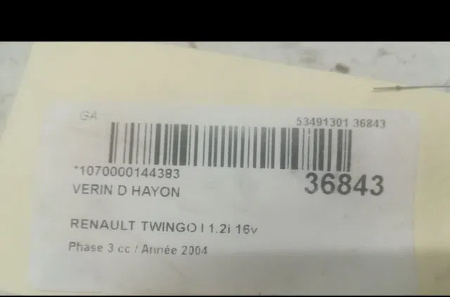 Verin droit hayon Renault TWINGO I (C06_) 1.2 16v (c06c, c06d, c06k) (2001-2007) 3 portes occasion