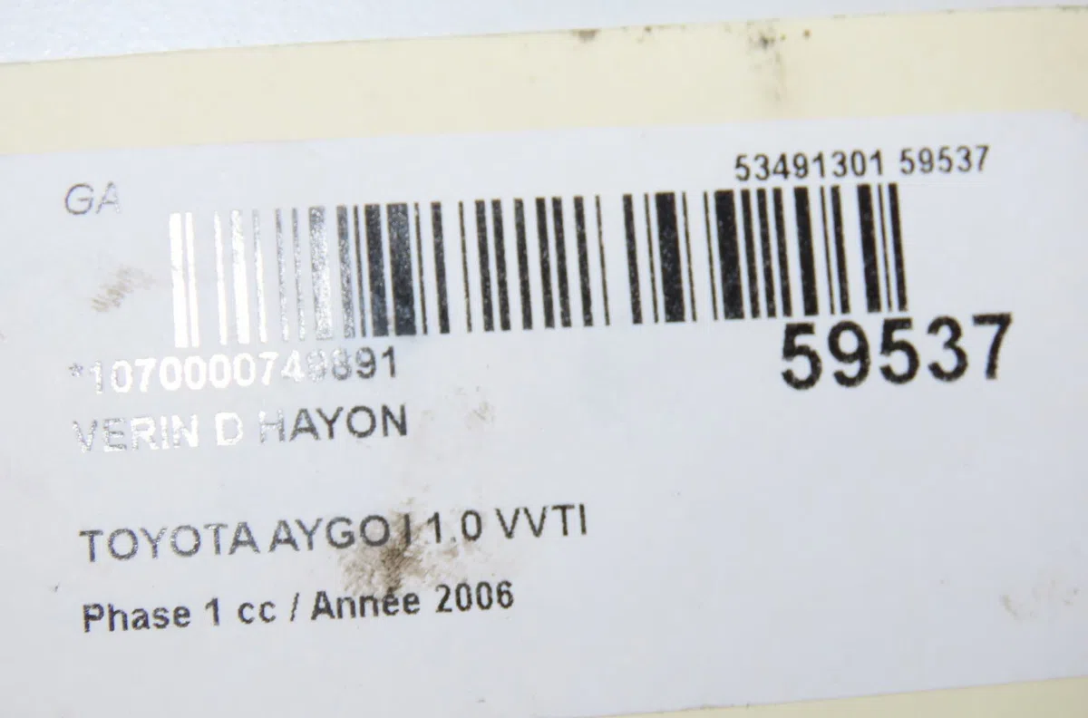 Verin droit hayon Toyota AYGO (_B1_) 1.0 (kgb10_) (2005-2014) 5 portes occasion
