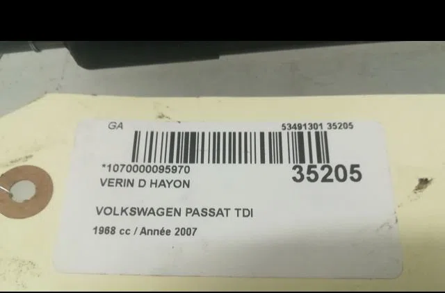 Verin droit hayon Volkswagen PASSAT B6 Variant (3C5) 2.0 tdi 16v (2005-2010) 5 portes occasion