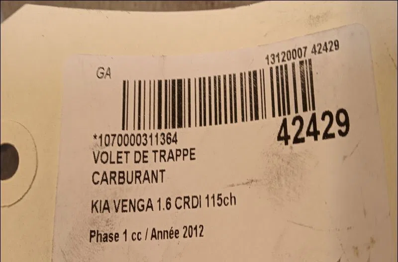 Volet de trappe carburant Kia VENGA (YN) 1.6 crdi 115 (2010) occasion
